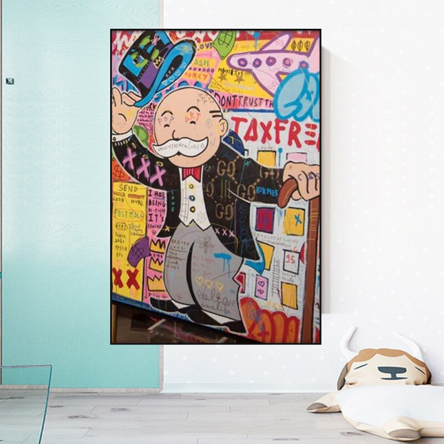 ChandelierDecor - Alec Monopoly Raising Hat Canvas Wall Art