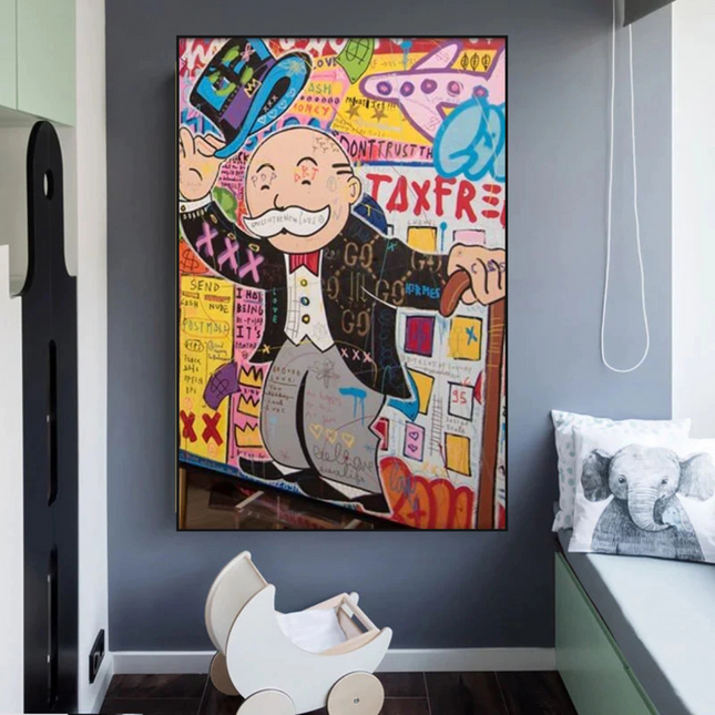 ChandelierDecor - Alec Monopoly Raising Hat Canvas Wall Art