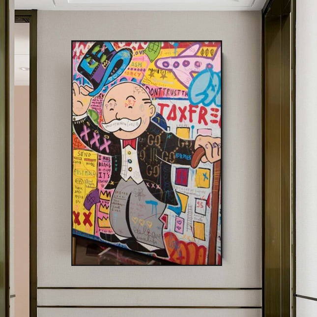 ChandelierDecor - Alec Monopoly Raising Hat Canvas Wall Art