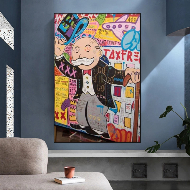 ChandelierDecor - Alec Monopoly Raising Hat Canvas Wall Art