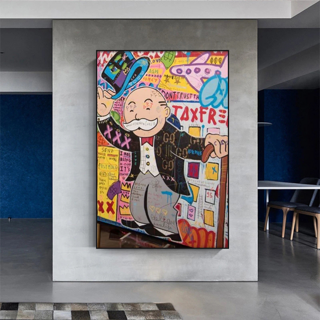 ChandelierDecor - Alec Monopoly Raising Hat Canvas Wall Art