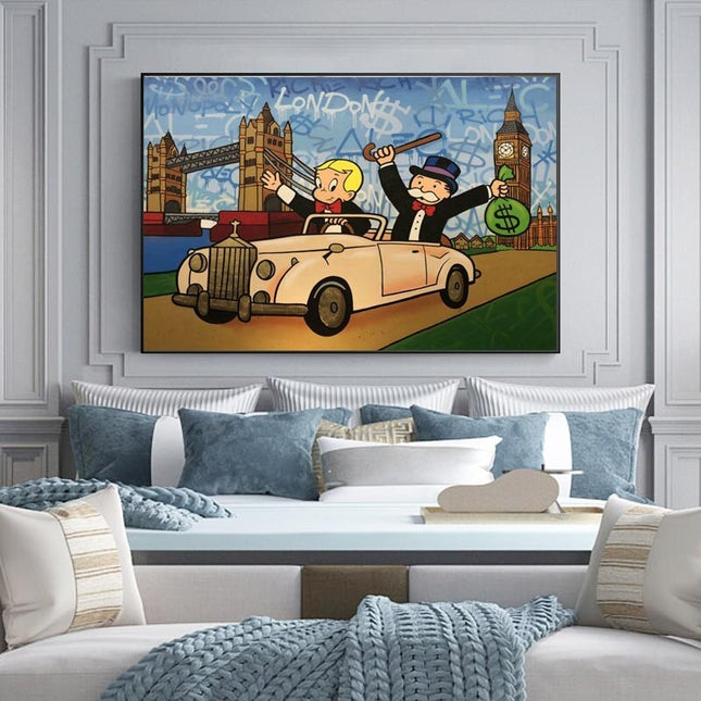 ChandelierDecor - Alec Monopoly Richie Rich Money Canvas Wall Art