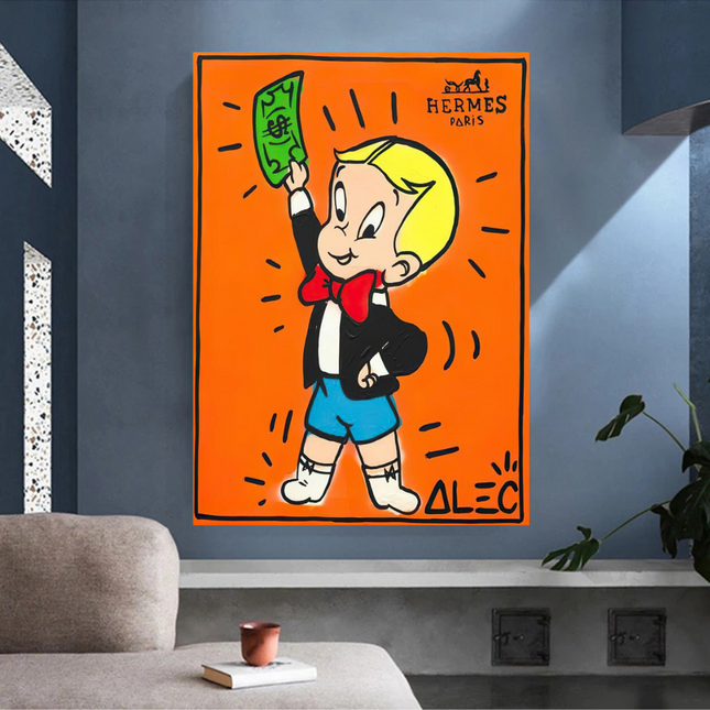 ChandelierDecor - Alec Monopoly Richie Rich Money Man Canvas Wall Art