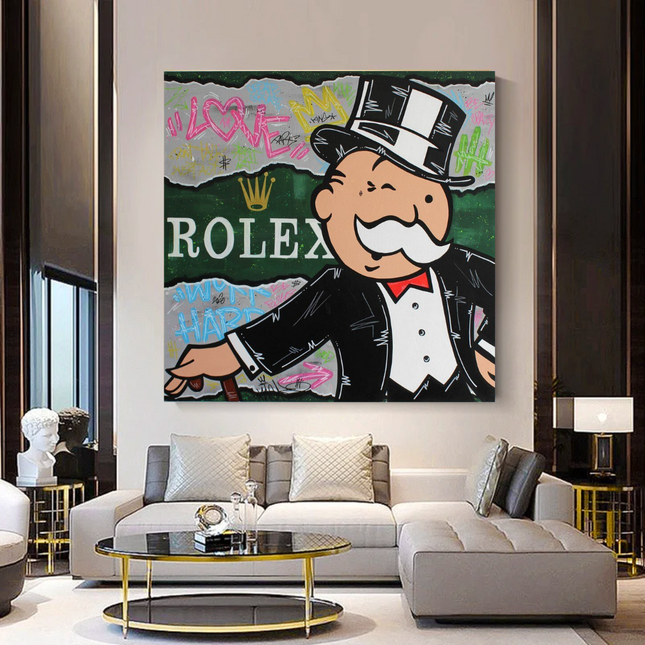 ChandelierDecor - Alec Monopoly Rolex Money Man Canvas Wall Art
