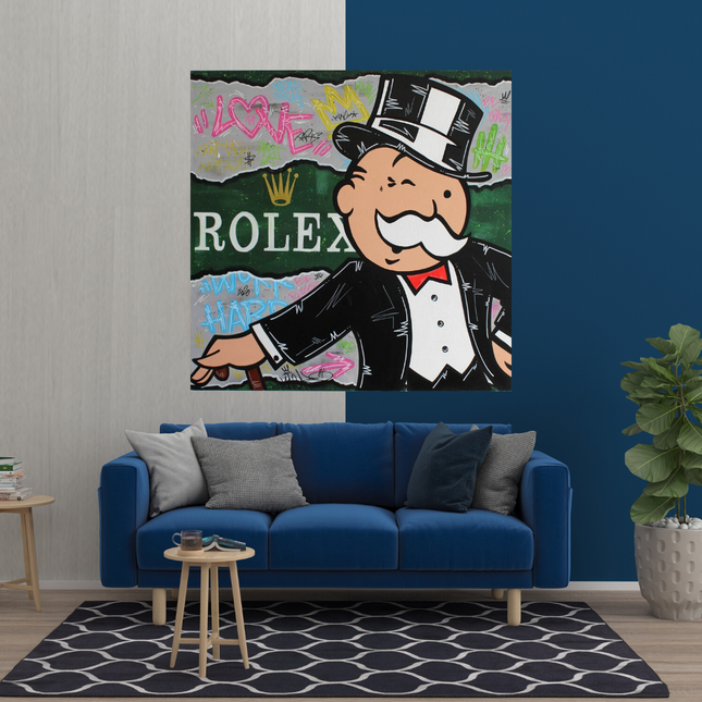 ChandelierDecor - Alec Monopoly Rolex Money Man Canvas Wall Art