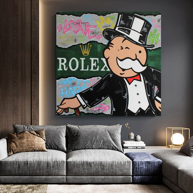 ChandelierDecor - Alec Monopoly Rolex Money Man Canvas Wall Art