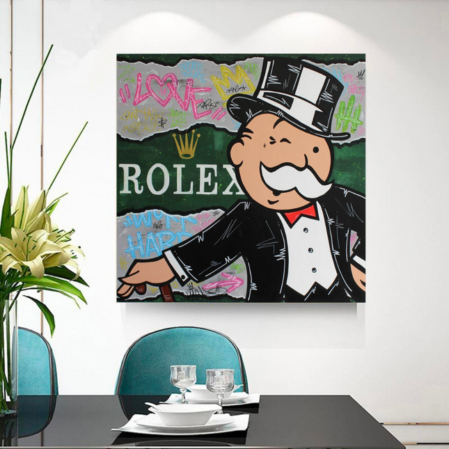 ChandelierDecor - Alec Monopoly Rolex Money Man Canvas Wall Art