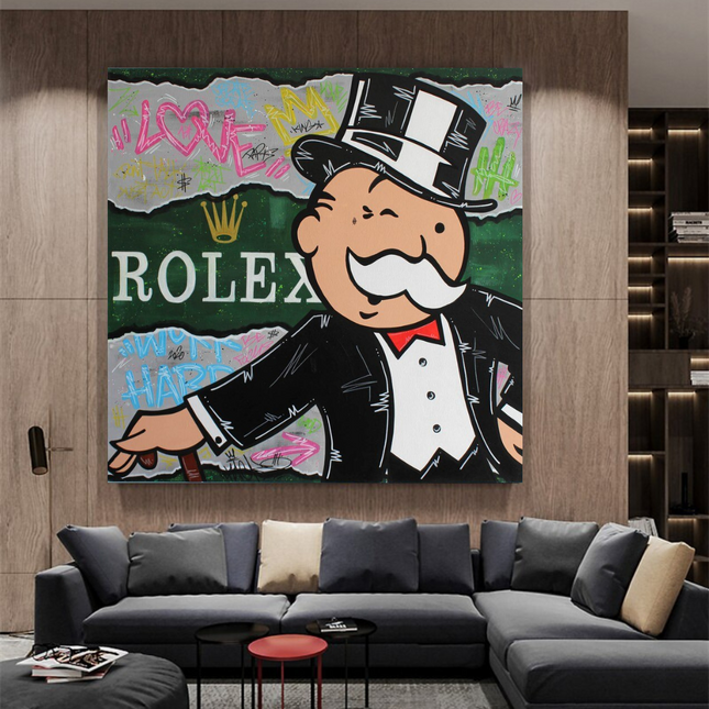 ChandelierDecor - Alec Monopoly Rolex Money Man Canvas Wall Art