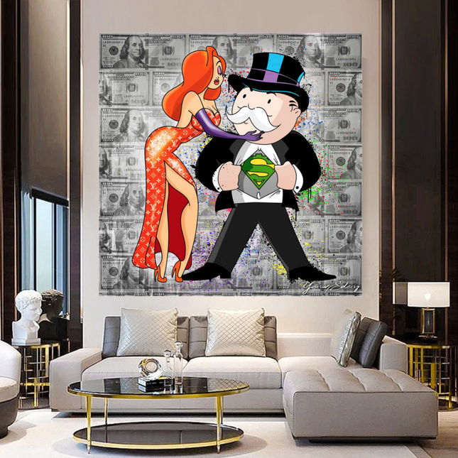ChandelierDecor - Alec Monopoly Super Man Canvas Art - MoneyPower