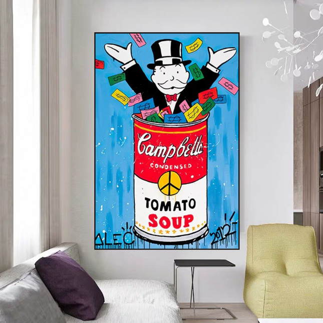 ChandelierDecor - Alec Monopoly Tomato Soup Canvas Wall Art