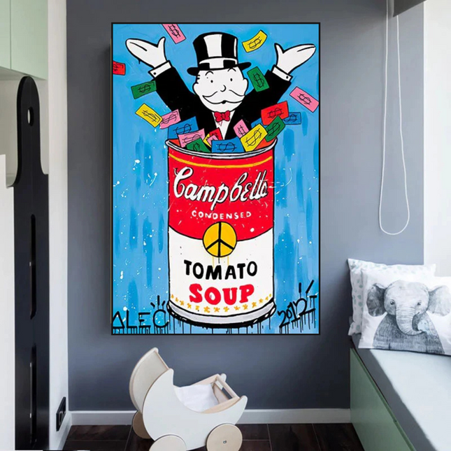 ChandelierDecor - Alec Monopoly Tomato Soup Canvas Wall Art