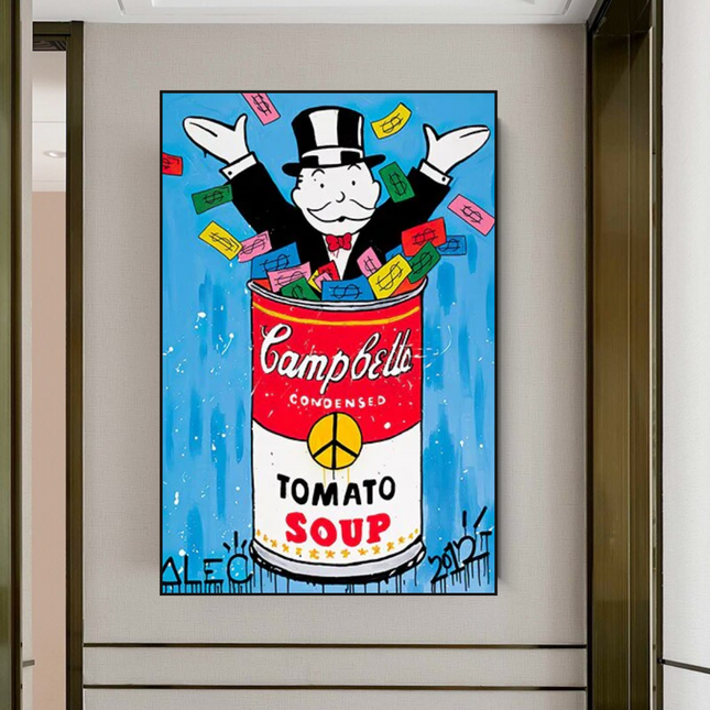 ChandelierDecor - Alec Monopoly Tomato Soup Canvas Wall Art