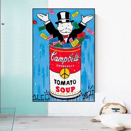 ChandelierDecor - Alec Monopoly Tomato Soup Canvas Wall Art