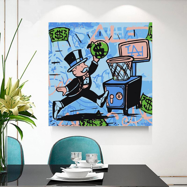 ChandelierDecor - Alec Monopoly Wall Art: Money Bags Basket Goal