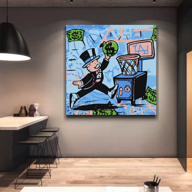 ChandelierDecor - Alec Monopoly Wall Art: Money Bags Basket Goal