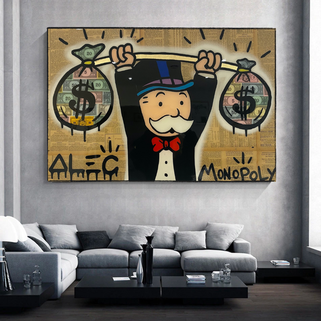 ChandelierDecor - Alec Monopoly Wall Art: Money Bags Power