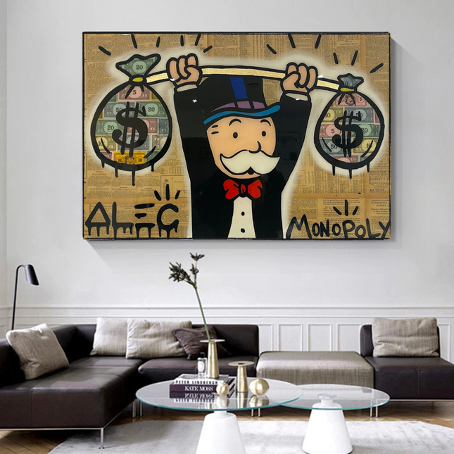 ChandelierDecor - Alec Monopoly Wall Art: Money Bags Power