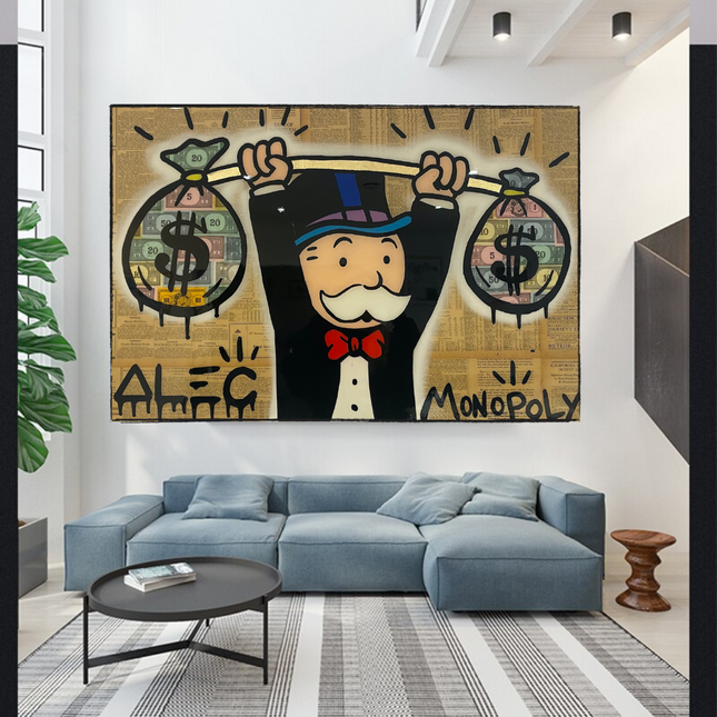 ChandelierDecor - Alec Monopoly Wall Art: Money Bags Power