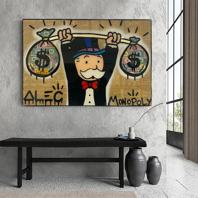 ChandelierDecor - Alec Monopoly Wall Art: Money Bags Power