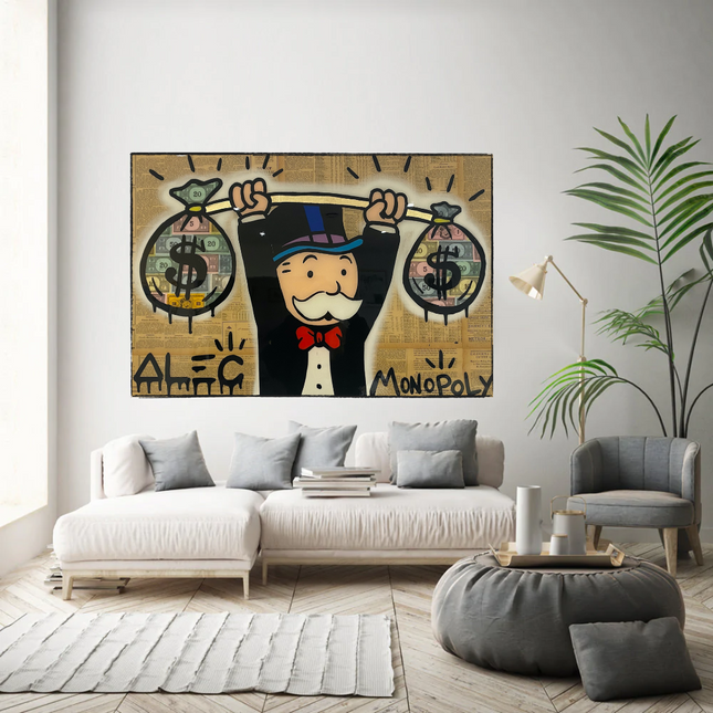 ChandelierDecor - Alec Monopoly Wall Art: Money Bags Power