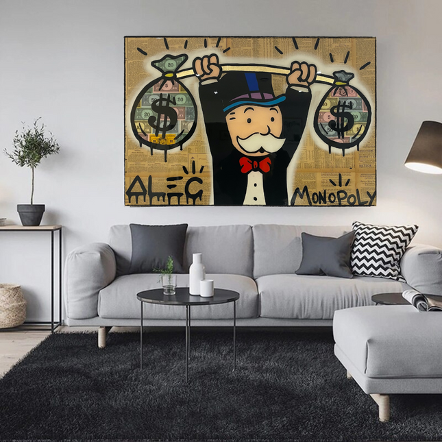ChandelierDecor - Alec Monopoly Wall Art: Money Bags Power