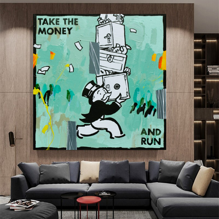 ChandelierDecor - Alec Monopoly Wall Art: Take the Money and Run