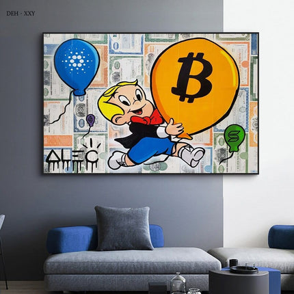 ChandelierDecor - Alec Monopoly and Richie Bitcoin Canvas Wall Art