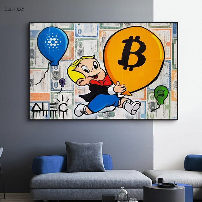 ChandelierDecor - Alec Monopoly and Richie Bitcoin Canvas Wall Art