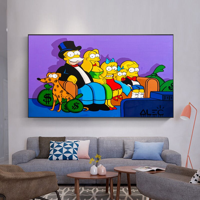 ChandelierDecor - Alec Monopoly and Simpsons HD Canvas Wall Art