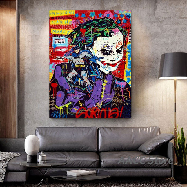 ChandelierDecor - Anime Style Graffiti Art Joker Canvas Wall Art