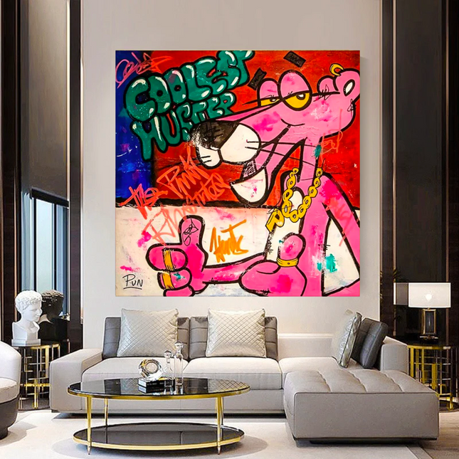 ChandelierDecor - Artful Pink Panther - Whimsical Cartoon Decor