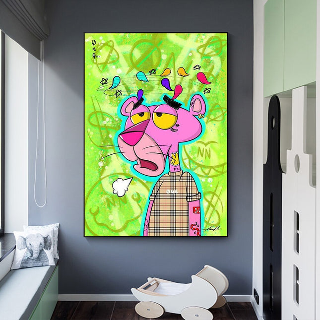ChandelierDecor - Artistic Pink Panther - Bold and Playful Canvas