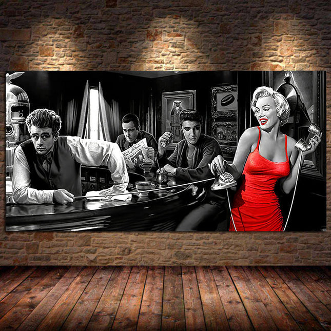 ChandelierDecor - At the Bar: Marilyn, Elvis and James Dean Canvas Art