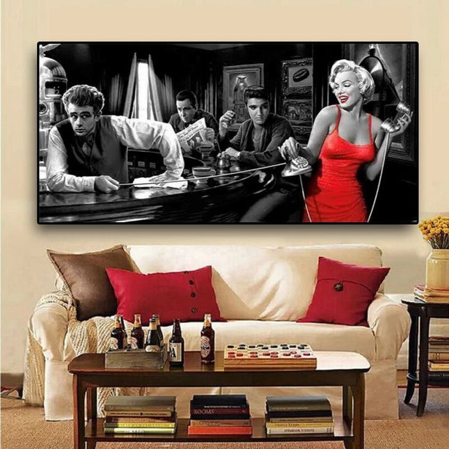 ChandelierDecor - At the Bar: Marilyn, Elvis and James Dean Canvas Art