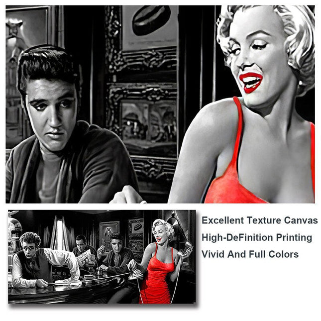 ChandelierDecor - At the Bar: Marilyn, Elvis and James Dean Canvas Art