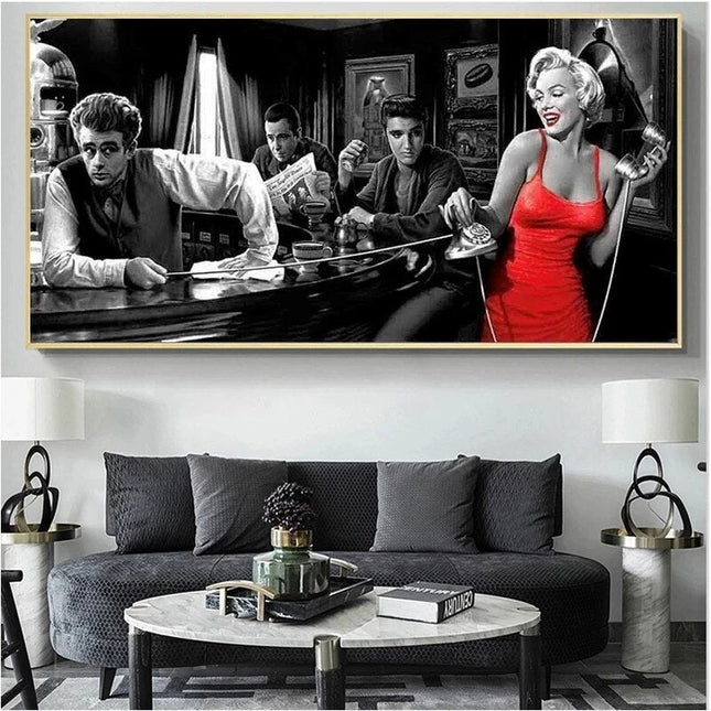 ChandelierDecor - At the Bar: Marilyn, Elvis and James Dean Canvas Art