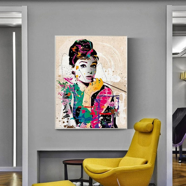 ChandelierDecor - Audrey Hepburn Canvas Wall Art: Captivating and Timeless