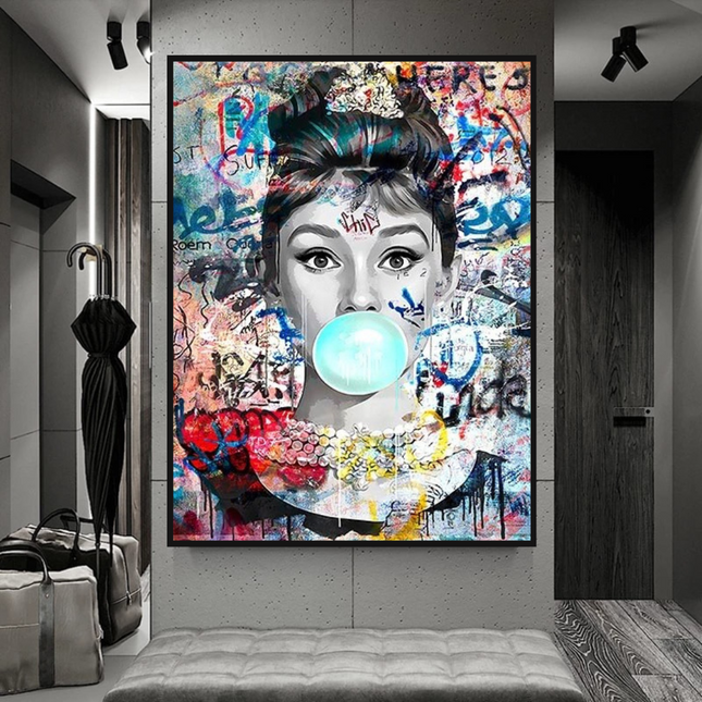 ChandelierDecor - Audrey Hepburn Canvas Wall Art: Chewing Gum