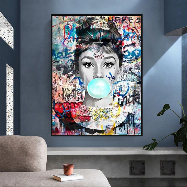 ChandelierDecor - Audrey Hepburn Canvas Wall Art: Chewing Gum