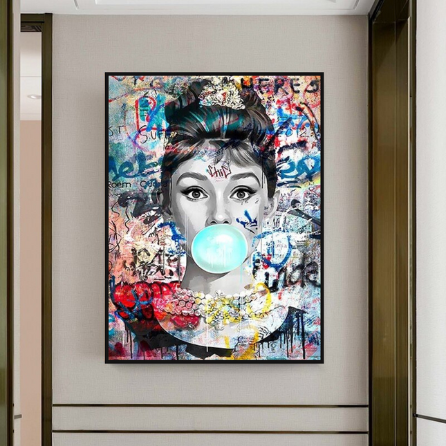 ChandelierDecor - Audrey Hepburn Canvas Wall Art: Chewing Gum