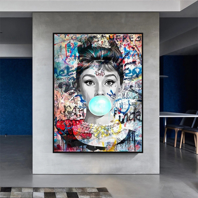 ChandelierDecor - Audrey Hepburn Canvas Wall Art: Chewing Gum