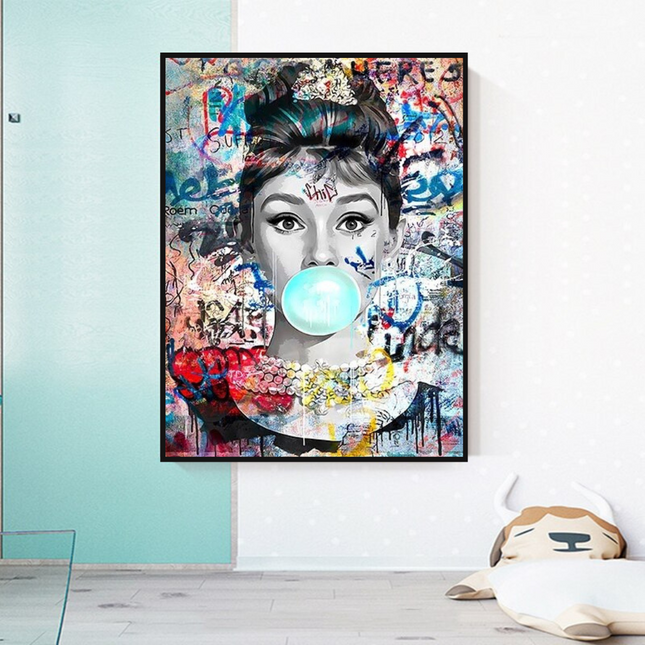 ChandelierDecor - Audrey Hepburn Canvas Wall Art: Chewing Gum