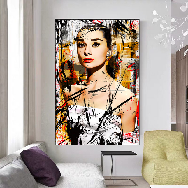 ChandelierDecor - Audrey Hepburn Canvas Wall Art: Exquisite Style and Elegance