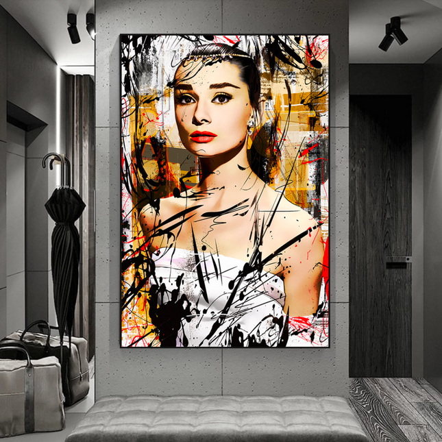 ChandelierDecor - Audrey Hepburn Canvas Wall Art: Exquisite Style and Elegance
