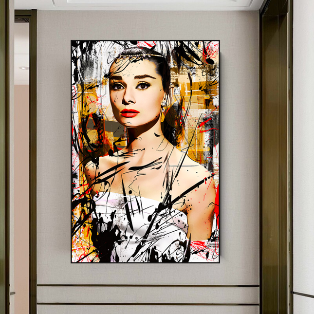 ChandelierDecor - Audrey Hepburn Canvas Wall Art: Exquisite Style and Elegance