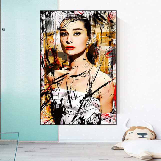 ChandelierDecor - Audrey Hepburn Canvas Wall Art: Exquisite Style and Elegance
