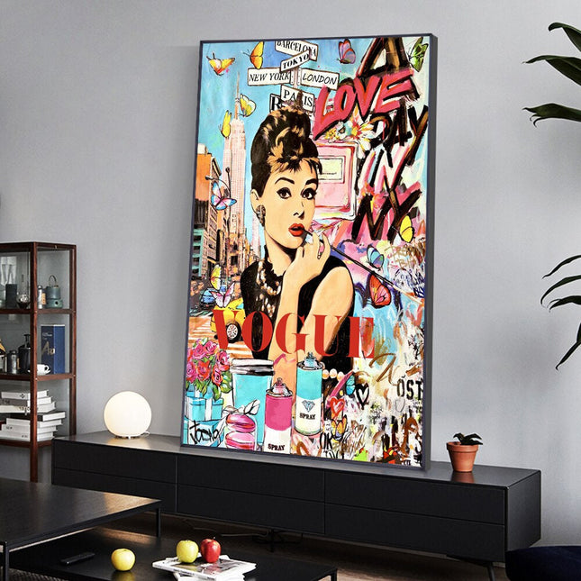 ChandelierDecor - Audrey Hepburn Canvas Wall Art: Timeless Elegance and Charm