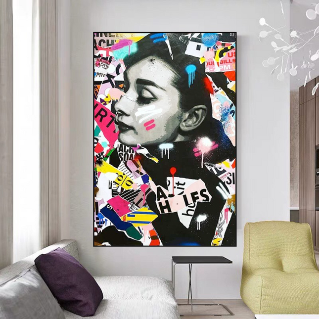ChandelierDecor - Audrey Hepburn Canvas Wall Art: Timeless Elegance