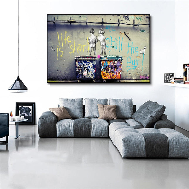 ChandelierDecor - Banksy Art Life Is Short Canvas Wall Art