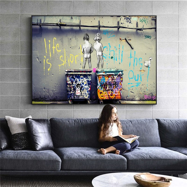 ChandelierDecor - Banksy Art Life Is Short Canvas Wall Art